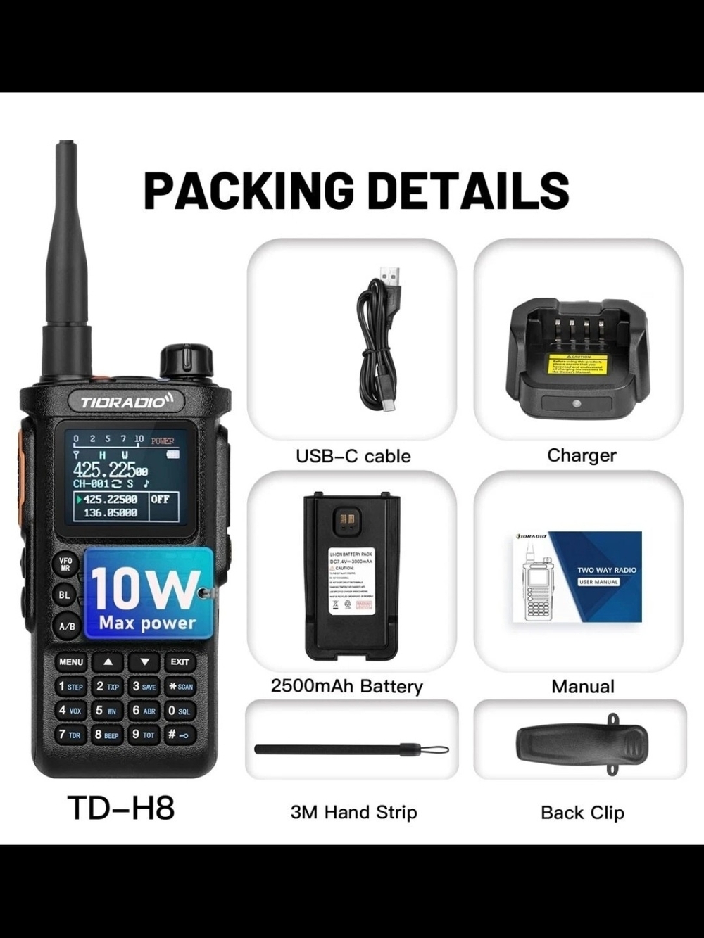 TD-H8 10W 3rd Gen.  Portable Two-Way Radio Lime Green